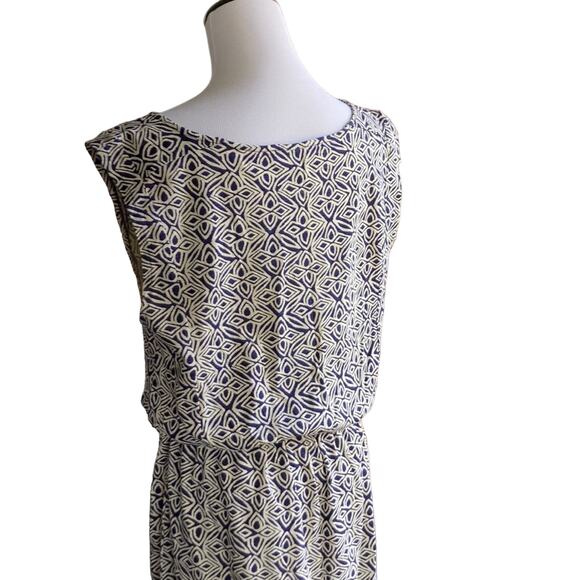 LOFT Blue & Cream Print Pullover Dress, Size M - Picture 6 of 8